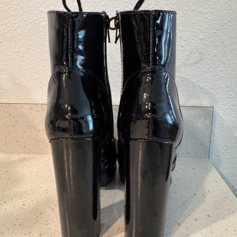 Black Leather Boots with Heels - Picture 3 of 4
